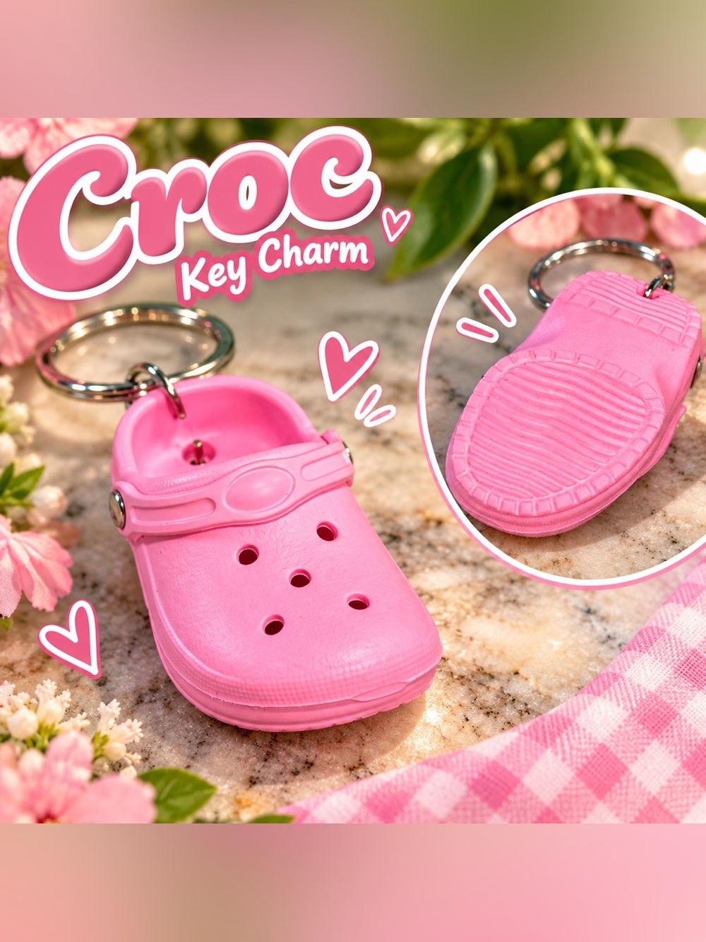 CROCS Pink Mini Clog Keychain